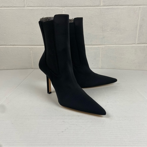 NEW‎ Good American Pointed Toe Heeled Bootie Black Neoprene Women's 9.5 GA118N-X - Picture 5 of 10